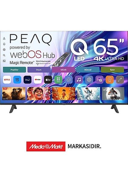 Peaq 65Q90 65" 165 Ekran Uydu Alıcılı 4K Ultra HD webOS Smart QLED TV