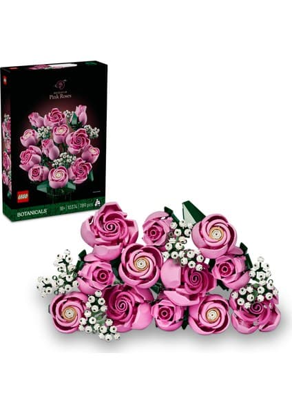LEGO Botanicals Pembe Gül Buketi 10374 - Yetişkinler için 4 Bahar Çiçeği İçeren Dekoratif Çiçek Modeli Yapım Seti (789 Parça)