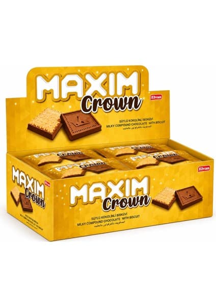 Elvan Maxim Crown Kakaolu Bisküvi 10 Gr. 24 Adet (1 Paket)