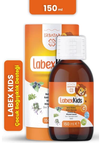 Erbatab Labex Kids Çinko Kekik Beta Glukan Karamürver Çocuk Multivitamin Şurup 150 ML