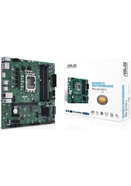 Asus PRO Q670M-C-CSM Intel Q670 LGA1700 DDR5 4800 2xDP HDMI Çift M2 USB3.2 TPM mATX