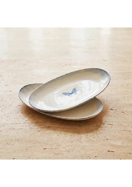 Güral Porselen Elips 2li 25 cm Porselen Kayık Tabak