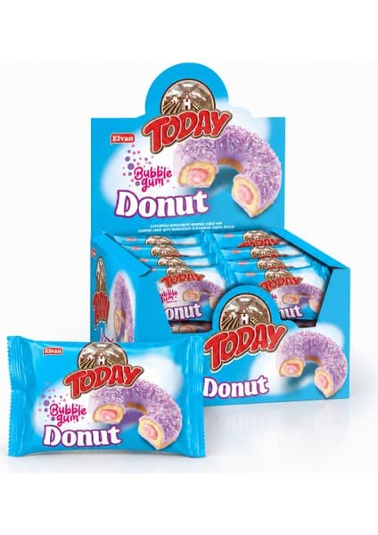 Elvan Today Donut Bubblegum (Sakız Aromalı) Kek 35 Gr. 24 Adet (1 Kutu)