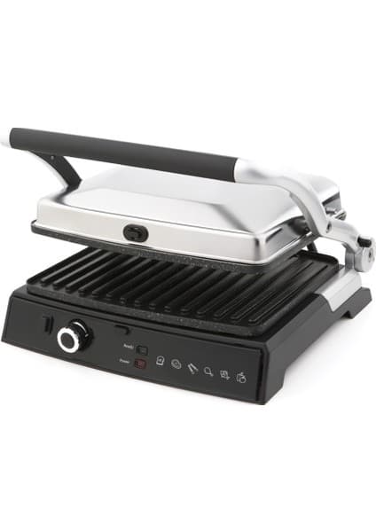 King K-462 GrillMaster 2000W Granit Izgara ve Tost Makinesi İnox