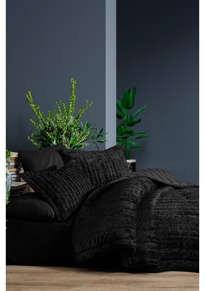 Elart Velvet Comfort Uyku Seti 6 Parça Çift Kişilik Kadife Antrasit