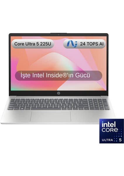 HP AI 15 Intel® Core™ Ultra 5 225U 16GB 512GB SSD Freedos 15.6" Taşınabilir Bilgisayar D51E0EA