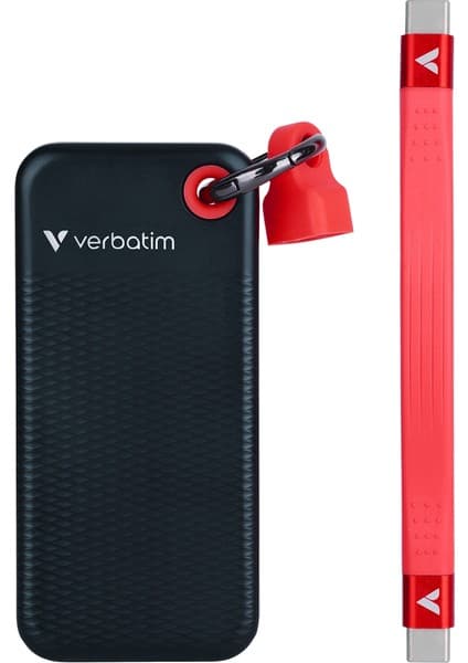 Verbatim 256GB Pocket Mini Taşınabilir SSD USB 3.2 - 1000MB/S-1000MB/S Siyah/kırmızı Kablo Dahil (32417)
