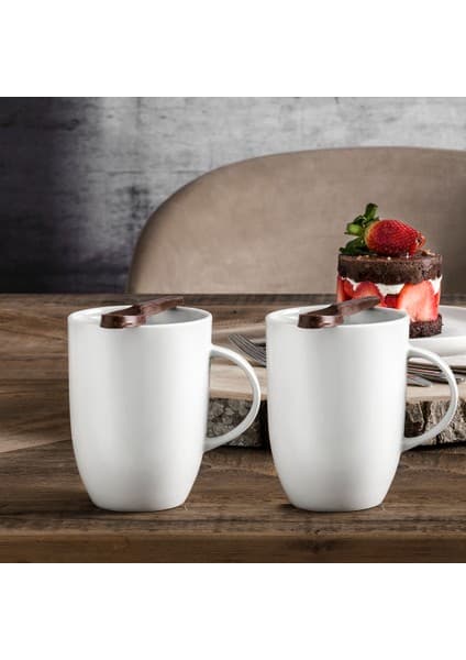 Güral Porselen Elit 220 cc Kulplu Mug Bardak 2 Adet 220 cc Mug Bardak Desensiz Porselen Beyaz Renk