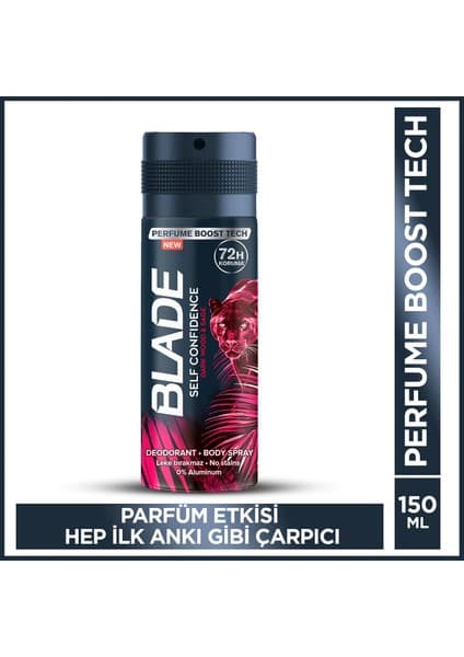 Blade Self Confidince Erkek Deodorant 150 Ml Hızlı Kurur, Leke Bırakmaz