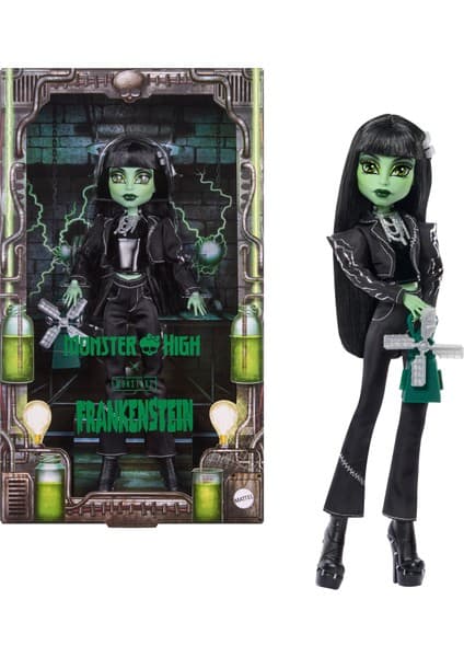 Monster High x Universal Monsters Frankenstein Bebek | Siyah Kıyafetlere ve Yel Değirmeni Şeklinde Çantaya Sahip Koleksiyona Uygun JKM49