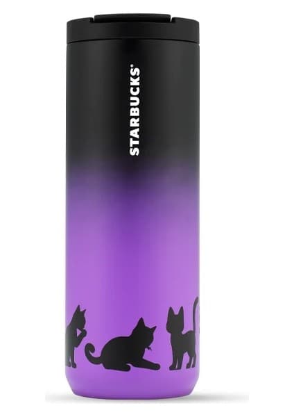 Starbucks ® Kedi Temalı Mor Paslanmaz Çelik Termos 473ML-11187195