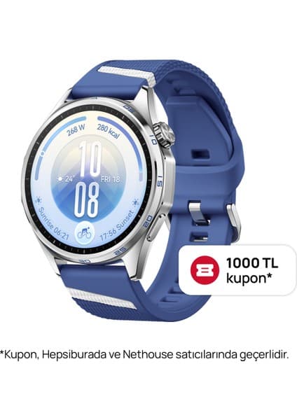 Huawei Watch GT 7 46 mm Akıllı Saat - Mavi, 21 Güne Varan Pil Ömrü, NFC Ödeme, Kayak ve Bisiklet Modları, iOS ve Android Uyumlu