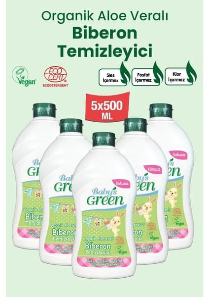 Baby's Green 5'li Set Organik Aloeveralı Bebek Biberon Temizleyici- Eco (500 ml x 5 Adet)