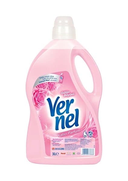 Vernel Sıvı Çamaşır Yumuşatıcısı 3 L Gül Kokulu Kalıcı Parfüm ile 30 Yıkama Avantajı