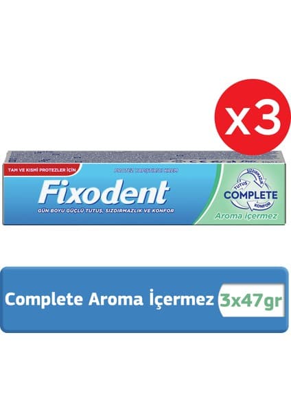 Fixodent Diş Protez Yapıştırıcı Krem 3x47 gr Aroma İçermez Güçlü Tutuş ve Konfor