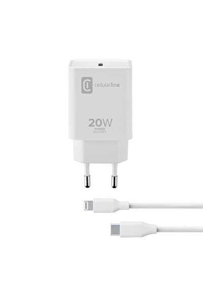 Cellular Line 20 W Kablo ve Şarj Adaptörlü Beyaz Şarj Kiti